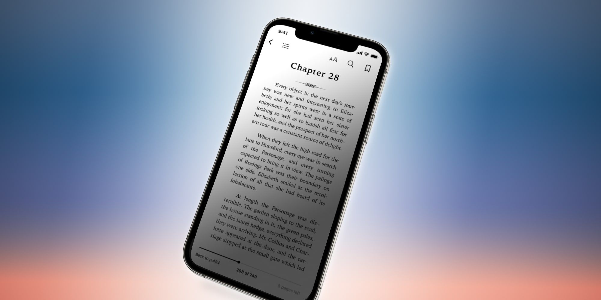 Apple Books em uma tela do iPhone parcialmente escurecida