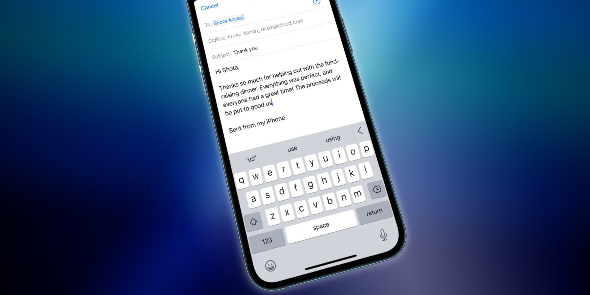 Apple iPhone Keyboard On Screen Word Suggestions