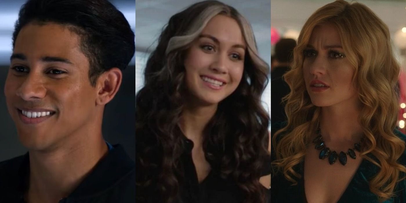 A split image depicts Arrowverse characters Wally West, Cindy Berman, and Mia Queen