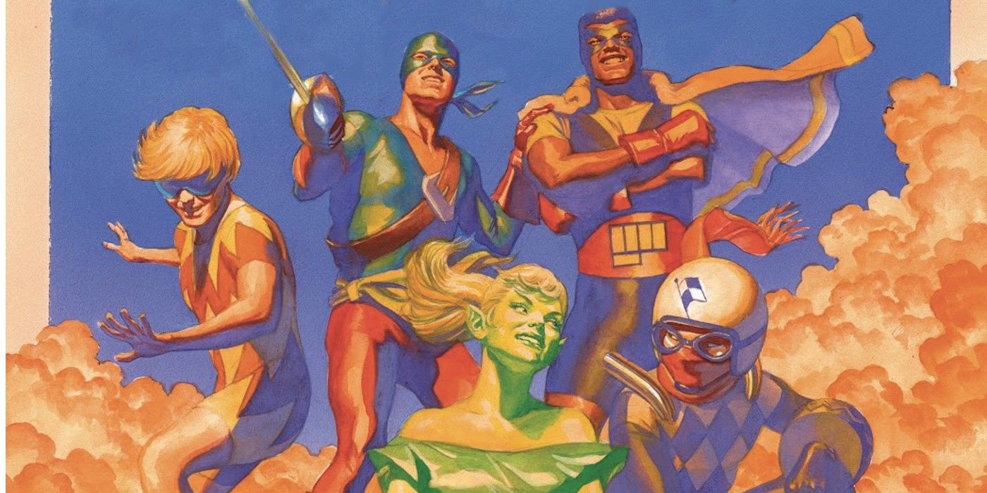 Several heroes pose together from Astro City 