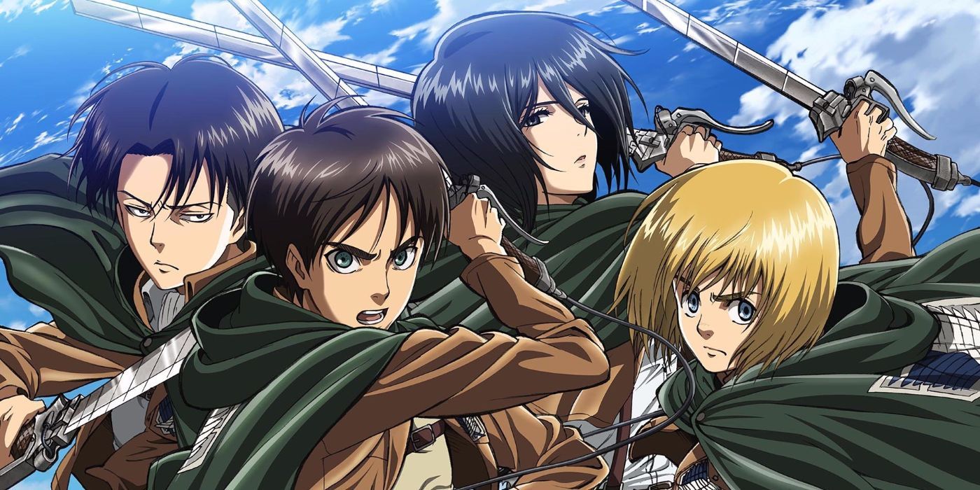 Survey Corps with weapons in Attack on Titan