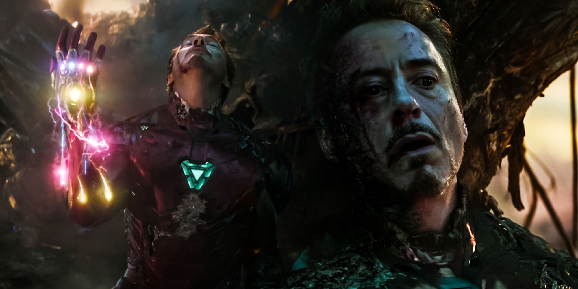 Custom image of Iron Man's snap and death in Avengers: Endgame.