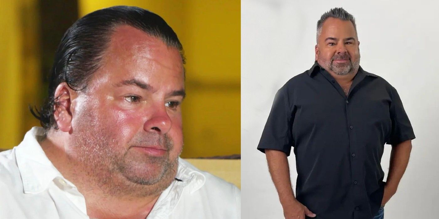 big ed brown 90 day fiance before and after weight loss side by side image left side looking serious and right smiling and slimmer