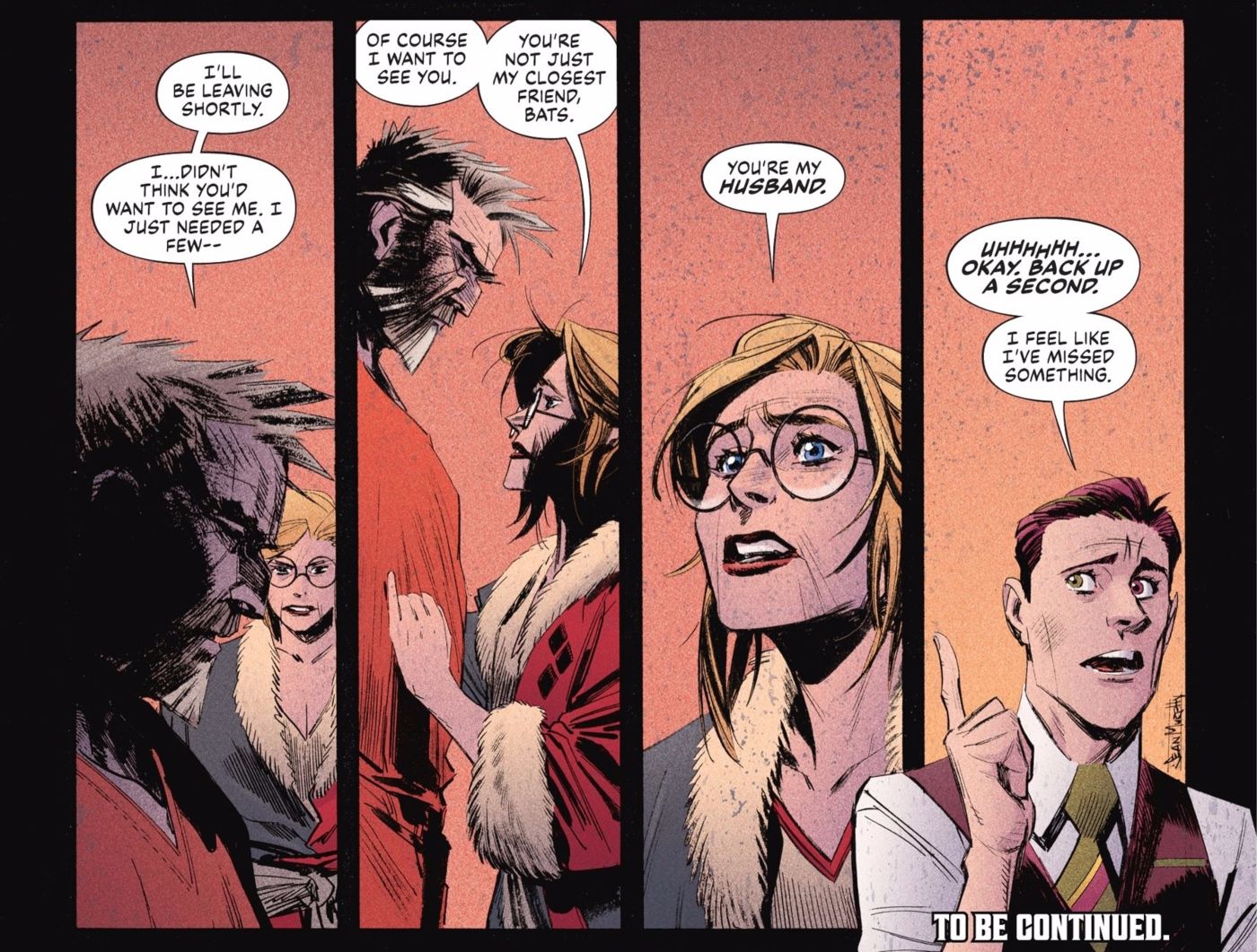 Batman, Harley Quinn, and Joker have the strangest marriage.