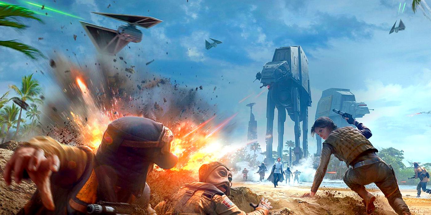 Star Wars Battlefront 2 Rogue One Battle of Scarif Bad em comparação com o jogo de 2015