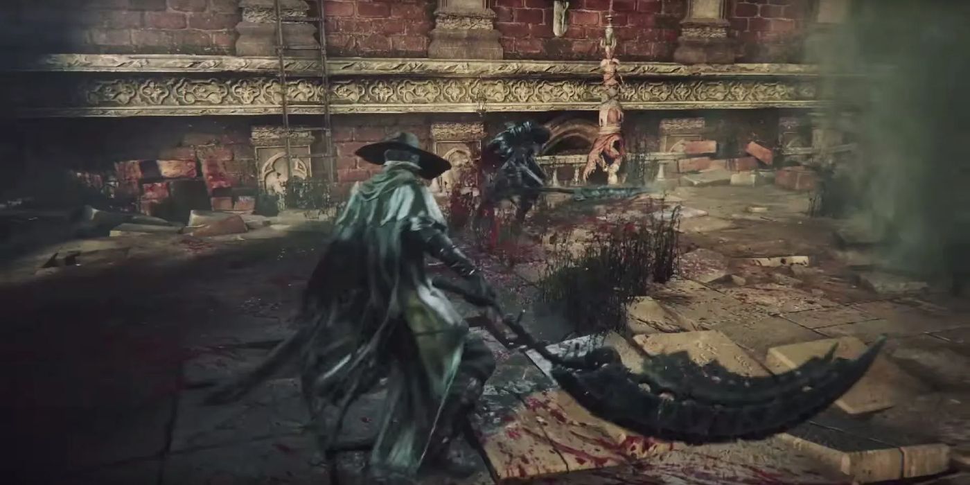 Uma captura de tela inicial do DLC The Old Hunters de Bloodborne.