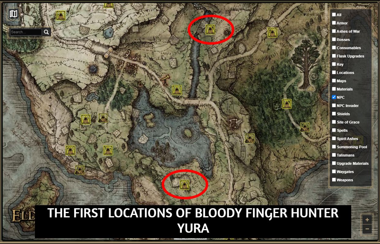 Blood Finger Hunter Yur Map Location in Elden Ring