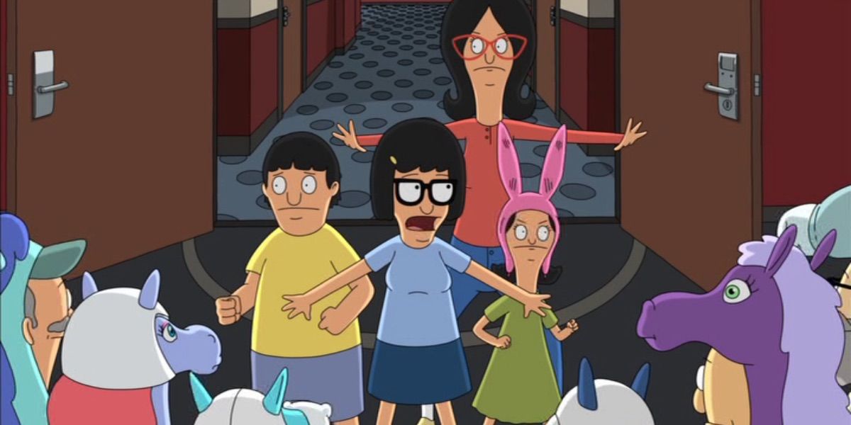 Linda and the kids hold off a group of pony fans from Bob's Burgers 