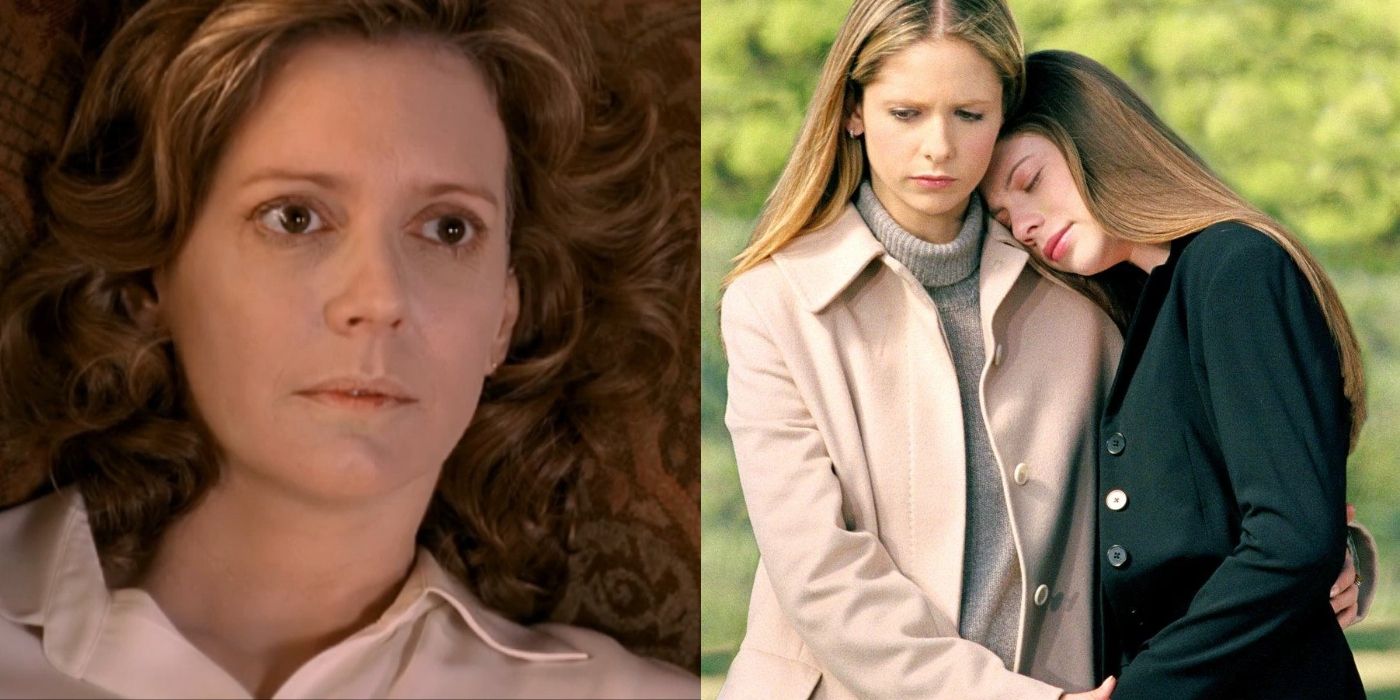 Split image of Joyce, Buffy, and Dawn on Buffy The Vampire Slayer