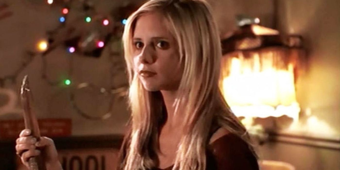 Buffy looking serious in Buffy The Vampire Slayer