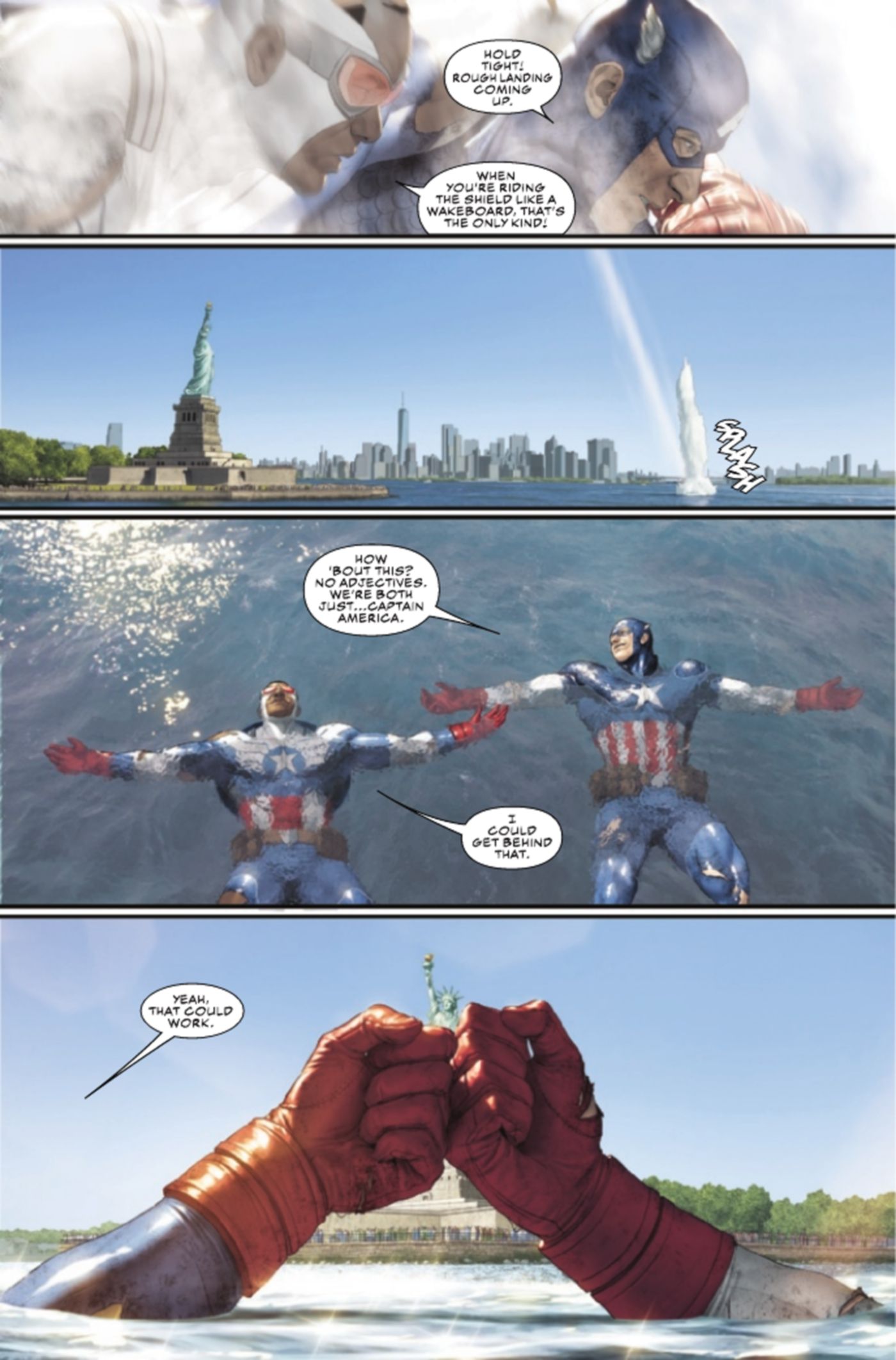 Captain America 0 Steve and Sam Riding Shield Marvel Comics