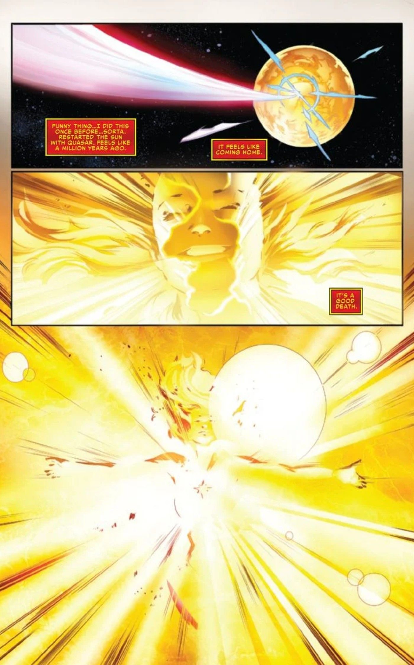 panels from ending of Captain Marvel The End #1
