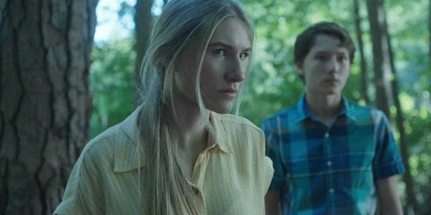 Charlotte and Jonah in the forest in Ozark season 3.