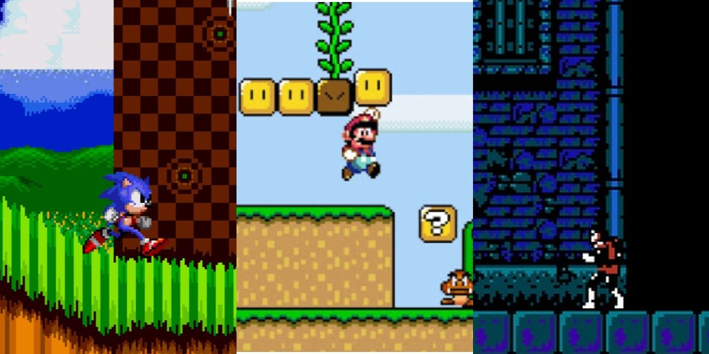 Split image of scenes from platformer games on Nintendo Switch