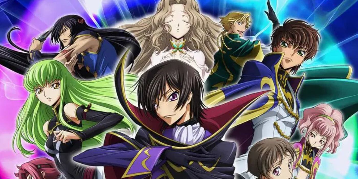 Prince Lelouch with the rest of the main cast of Code Geass.