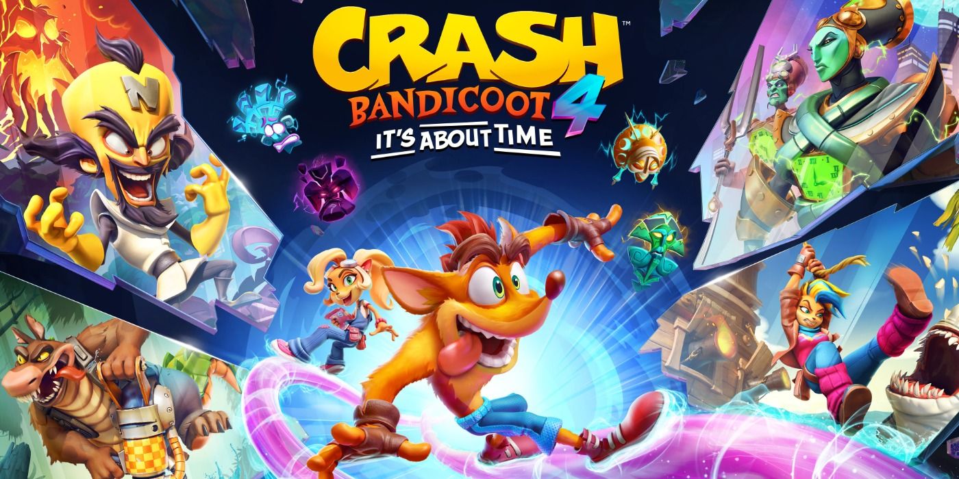 Crash and his sister surfing through time in Crash 4 promo art