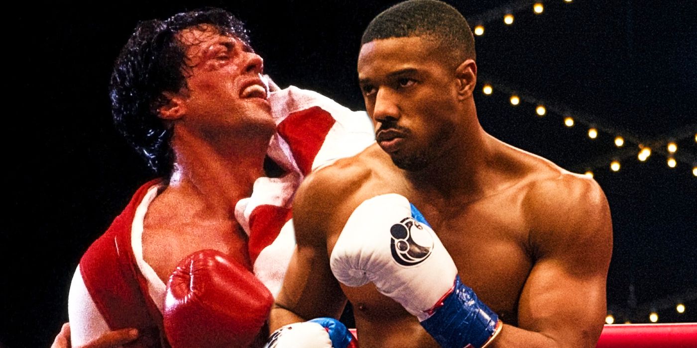 Sylvester Stallone in Rocky IV and Michael B Jordan as Adonis Creed