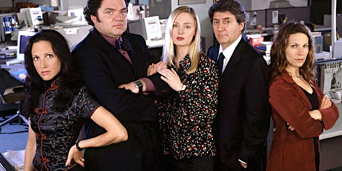 The cast of Deadline in the office