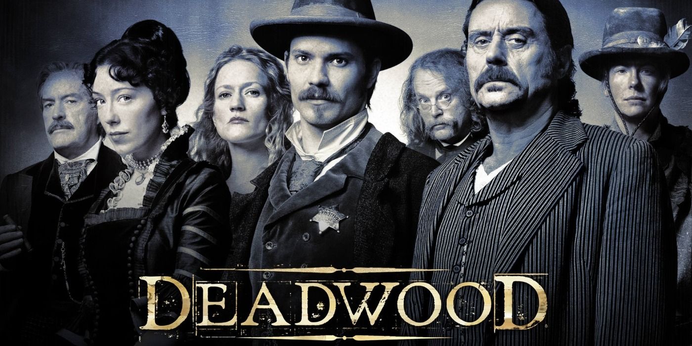 Promo photo of the main cast of Deadwood