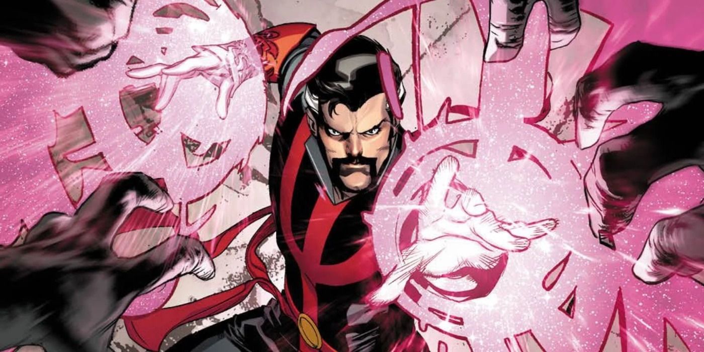 Defender Strange uses his powers in Marvel Comics.