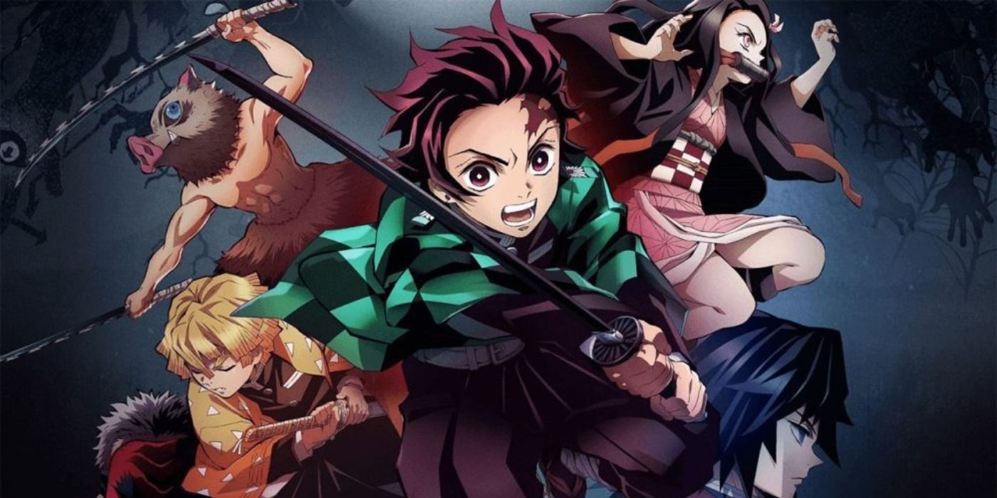 Tanjiro and the rest of Demon Slayer's main cast in season 1 promo art