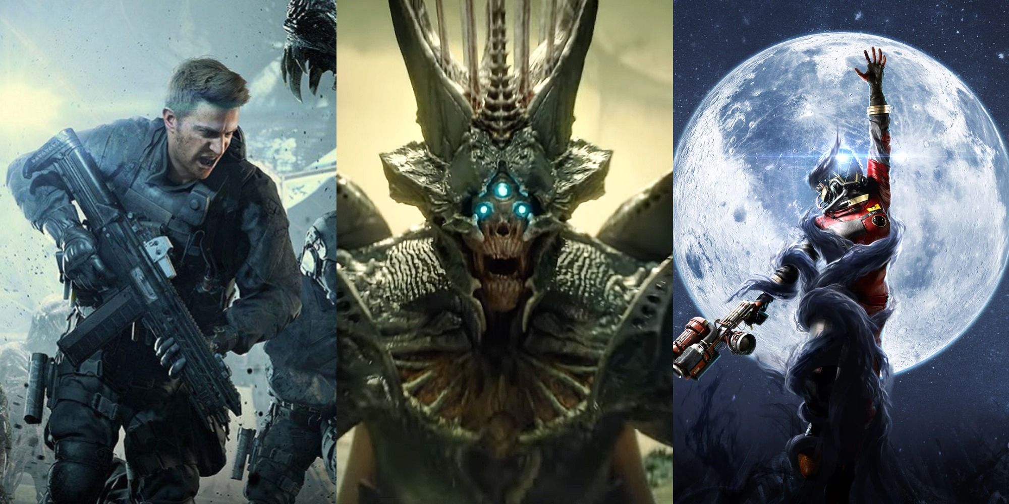 Split image of Resident Evil 7, Destiny 2, and Moonspace