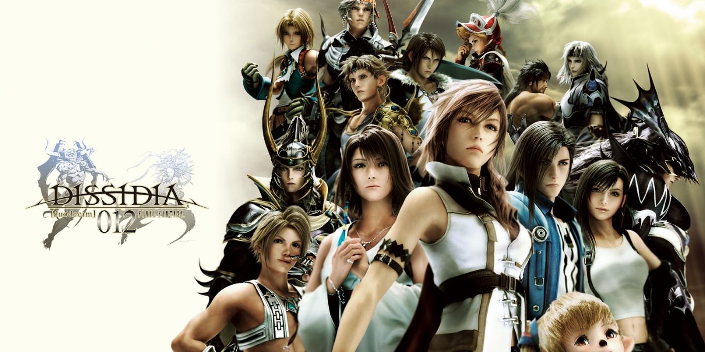 Promo art for Dissidia 012 featuring some of the Final Fantasy heroes summoned