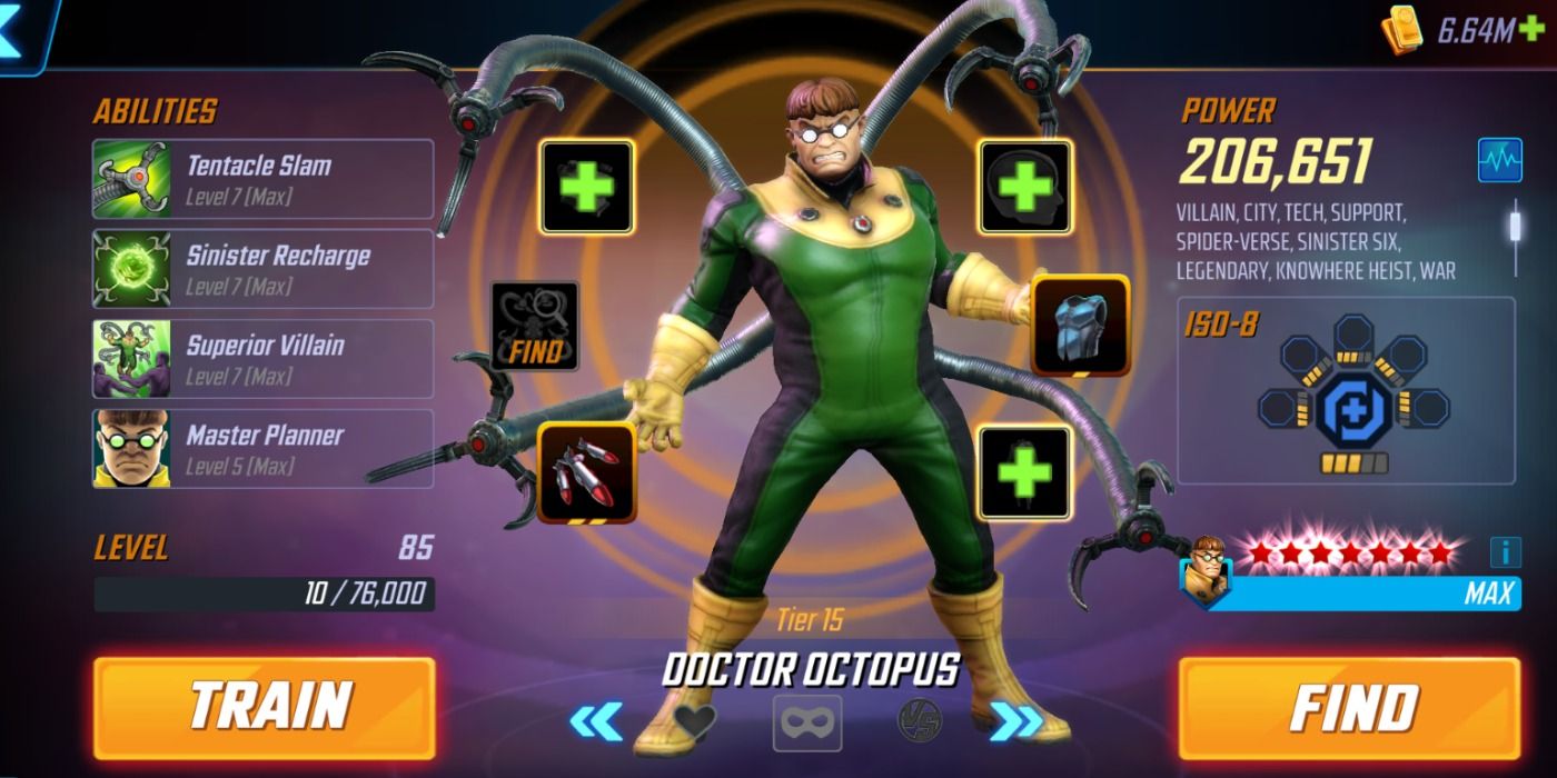 Doctor Octopus's roster page in Marvel Strike Force