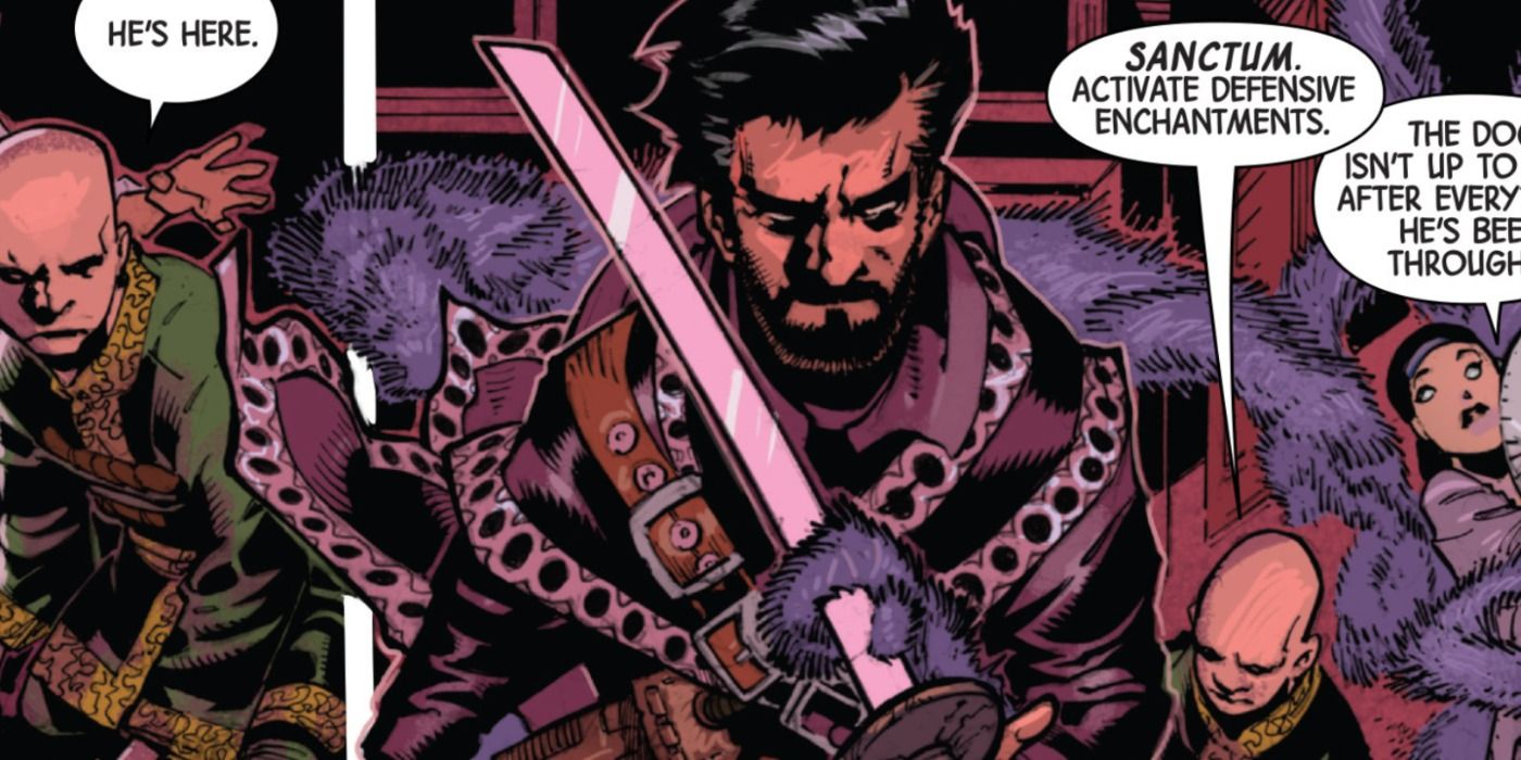 Doctor Strange defends the Sanctum Santorum in Marvel Comics.