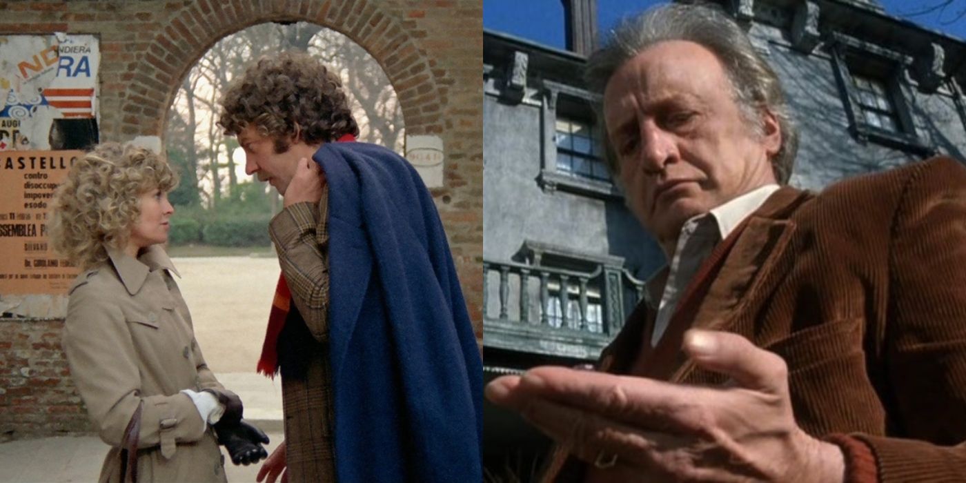 Split image of Laura and John in Don't Look Now and John in The Changeling