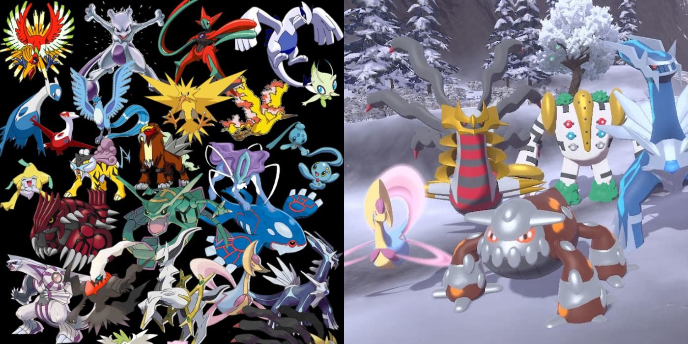 Dual photo of two groups of legendary pokemon