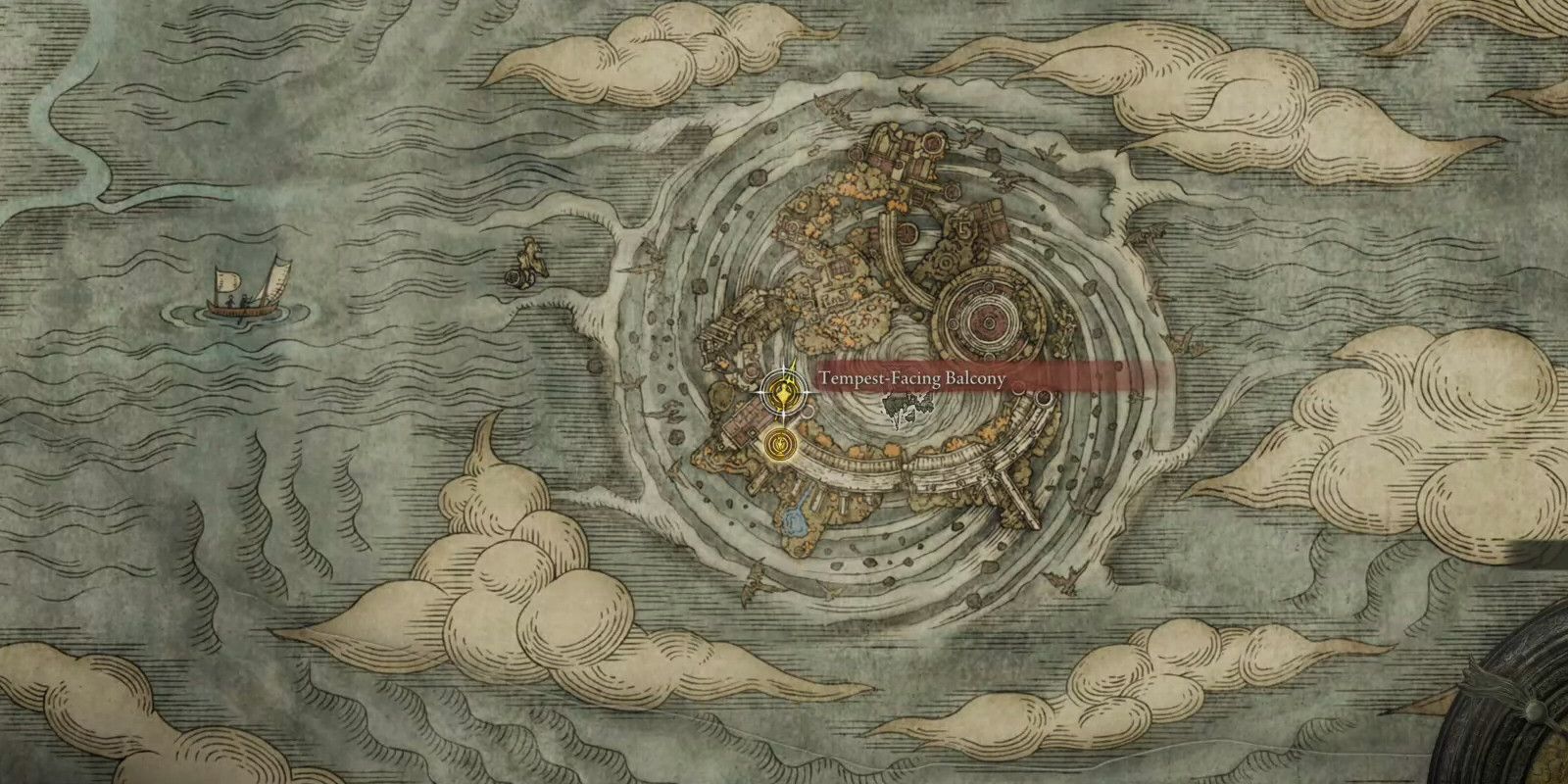 Elden Ring Map Location Somberstone Bell Bearing Tempest-Facing Balcony Crumbling Farum Azula