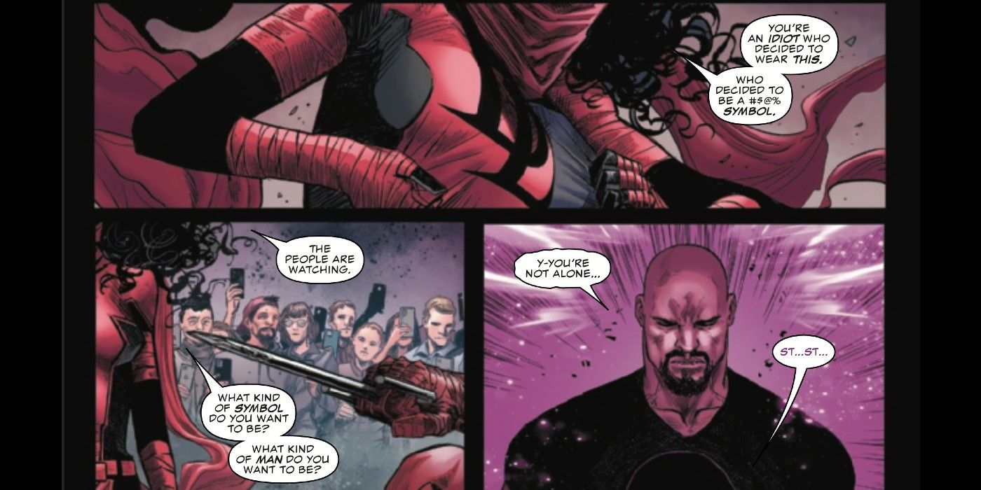 Elektra talks Daredevil out of killing Kingpin in Devil's Reign #6.
