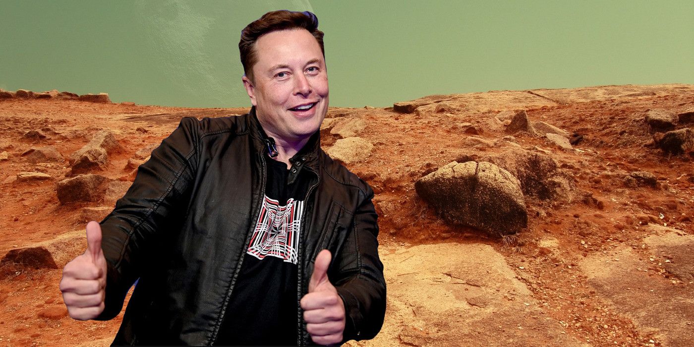 Elon Musk with Mars background