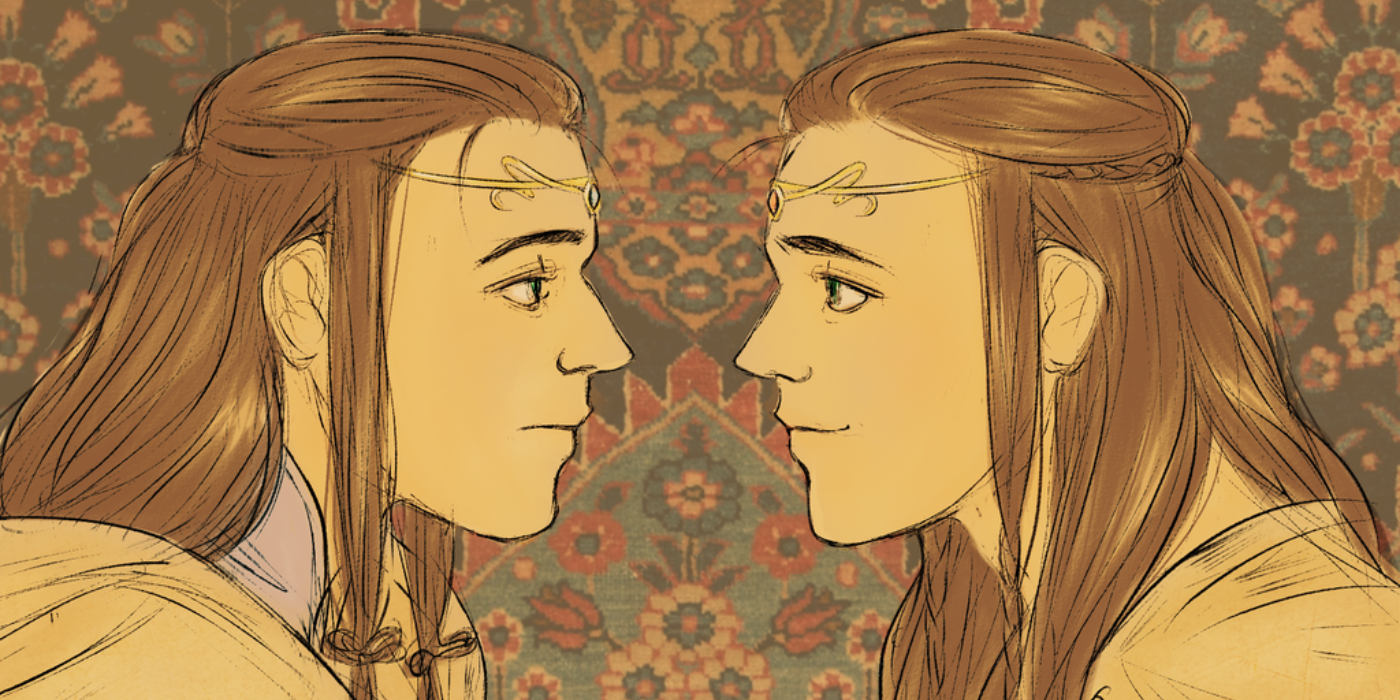 Fanart of Elrond and Elros looking at each other from The Lord of the Rings franchise