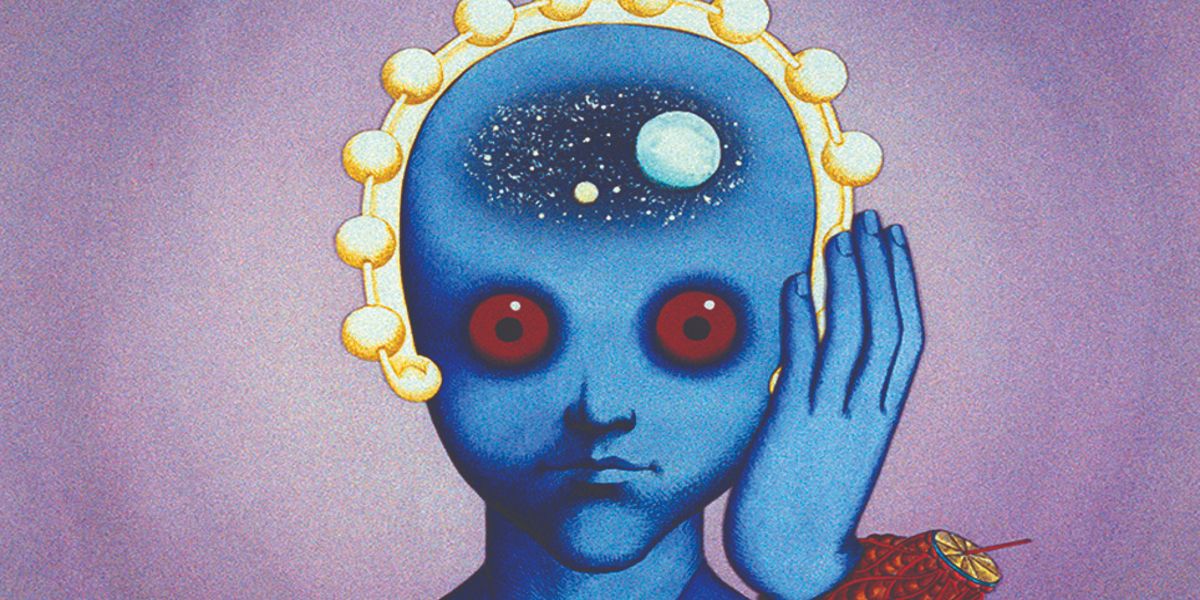A still from the avant garde animated film Fantastic Planet.