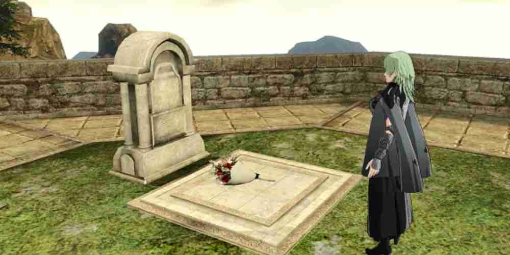 Byleth is mourning over a grave.