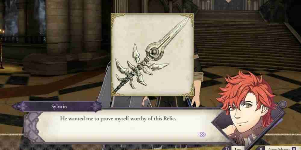 Sylvain recieves the Lance of Ruin in Fire Emblem Three Houses.