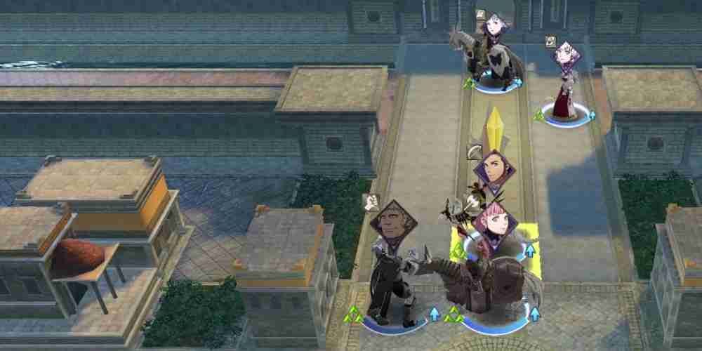 Several units in Fire Emblem Three Houses scramble up Enbarr.