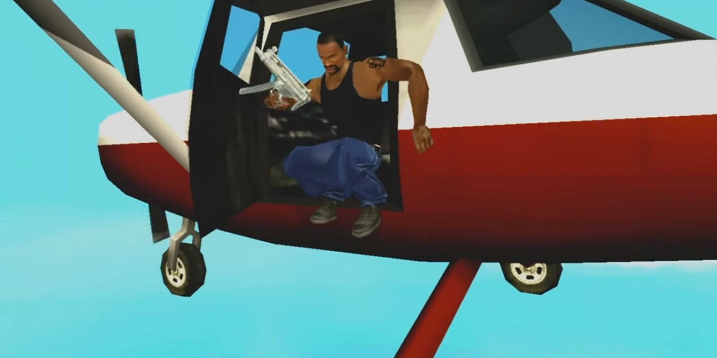 CJ jumping out of a plane