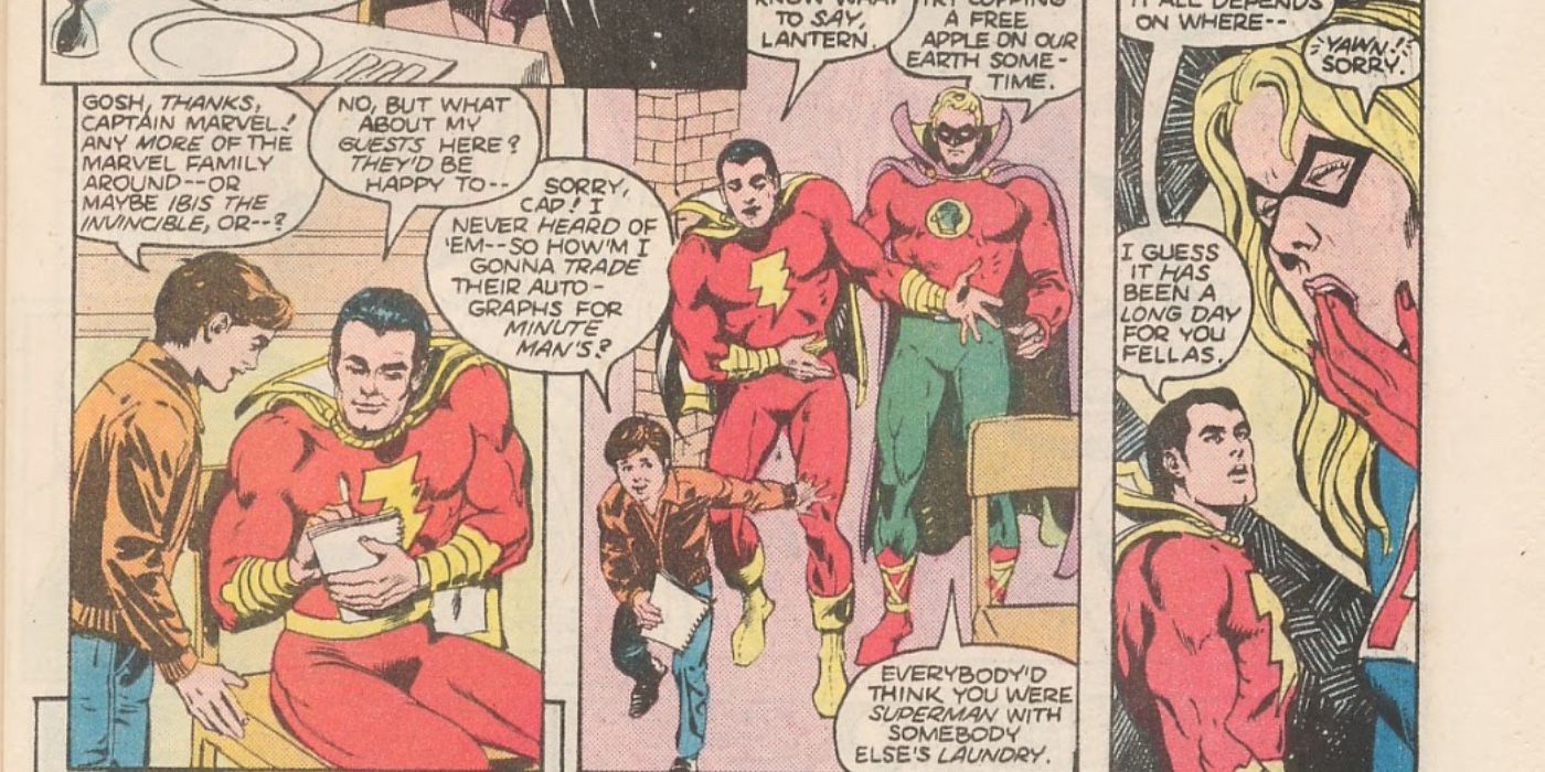Green Lantern jokes about Shazam being a Superman rip off