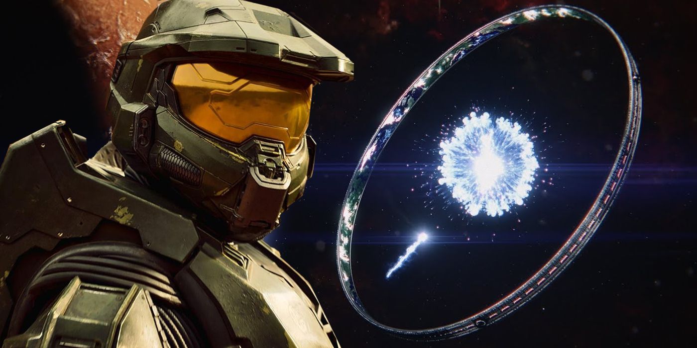 Blended image of Master Chief and the Halo Ring in the Halo show.