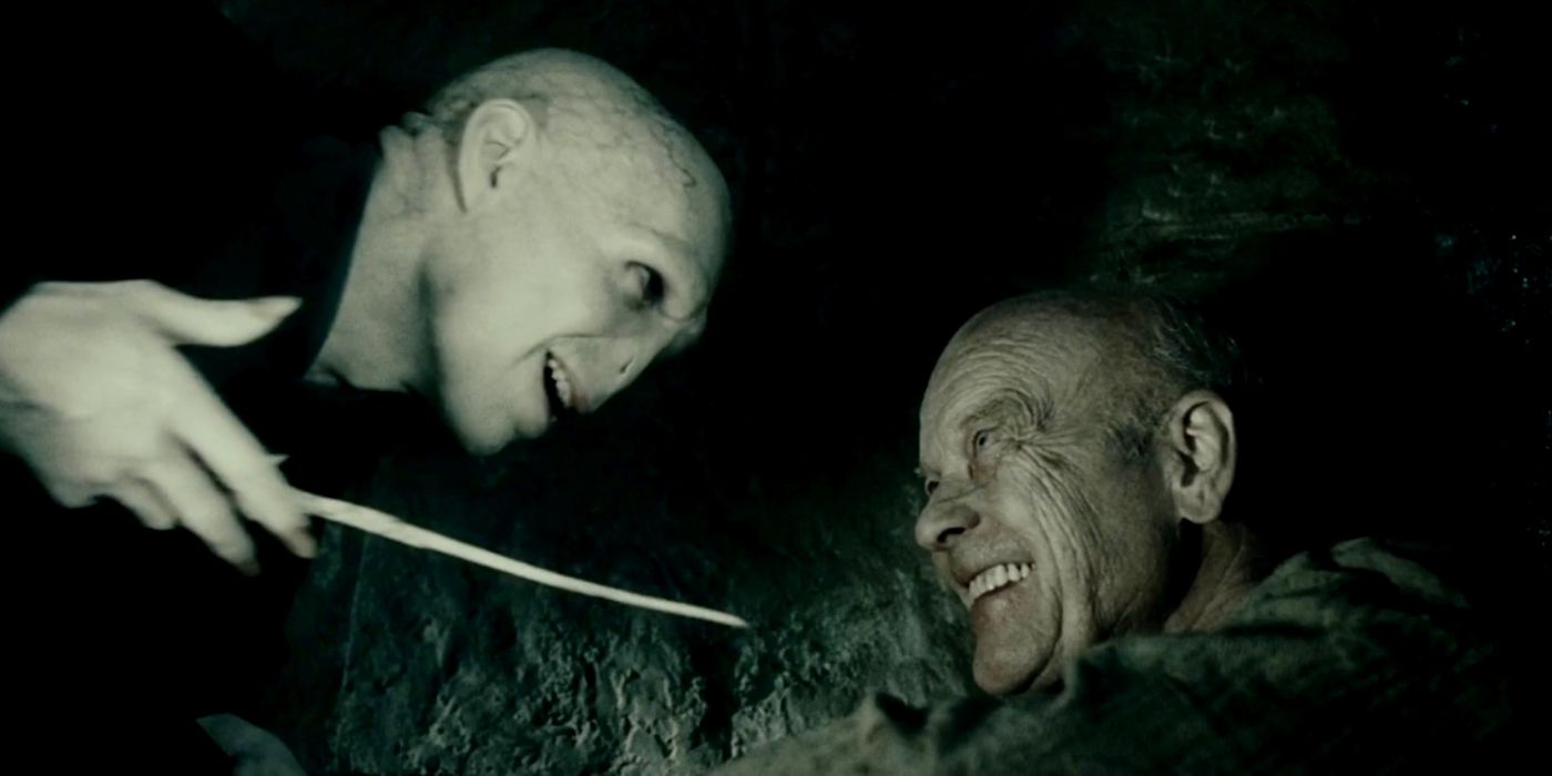 Voldemort threatening Grindelwald in Harry Potter