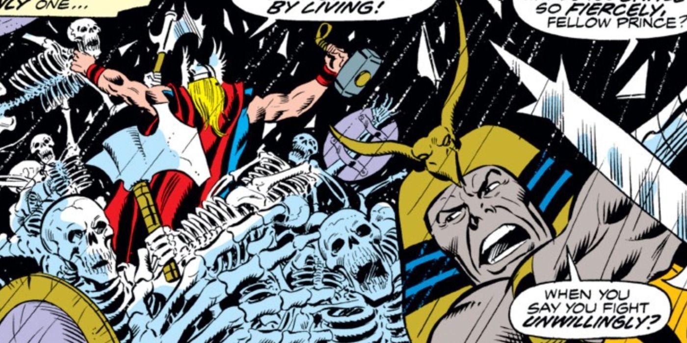 Horus and Thor fight the undead in Marvel Comics.