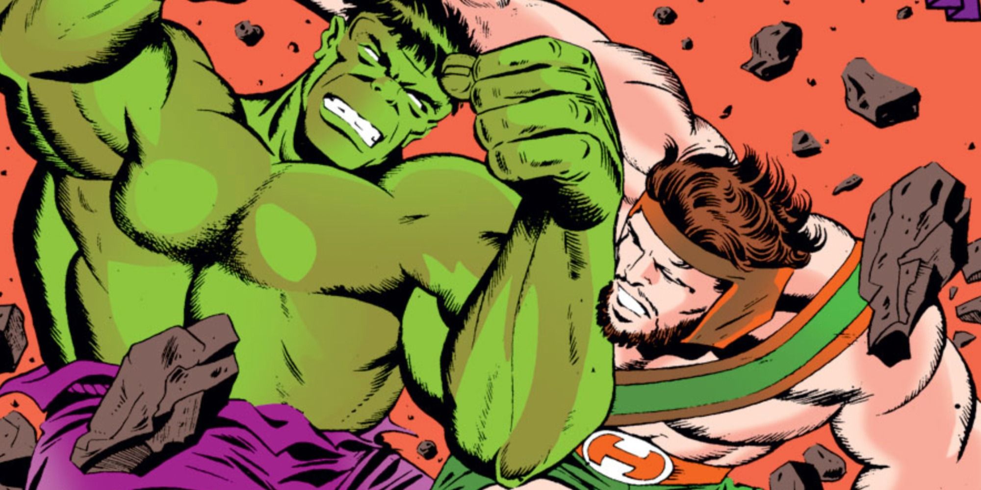 Hulk fights Hercules in Marvel Comics.