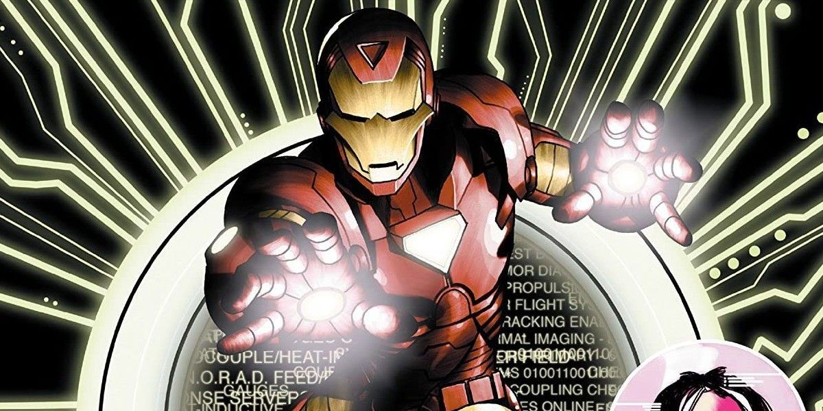 Iron Man with glowing palms