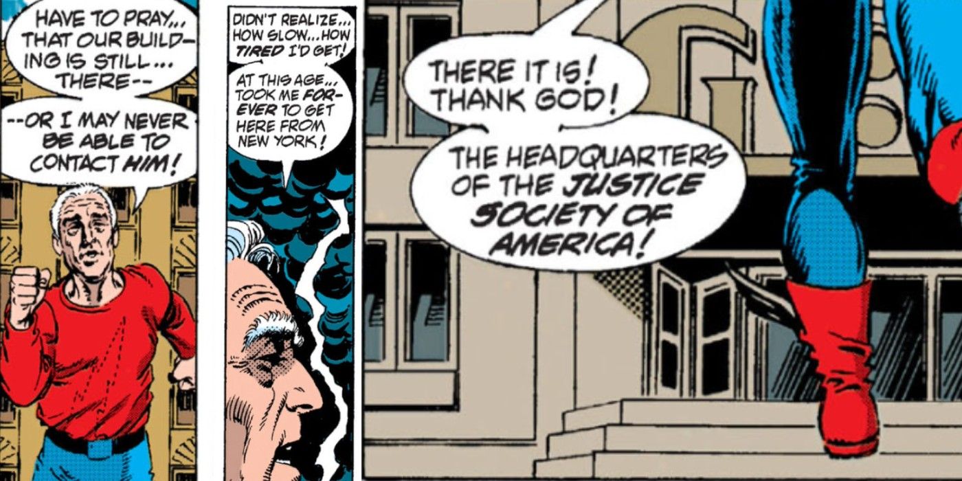An elderly Jay Garrick runs from New York to Gotham in Zero Hour #1.