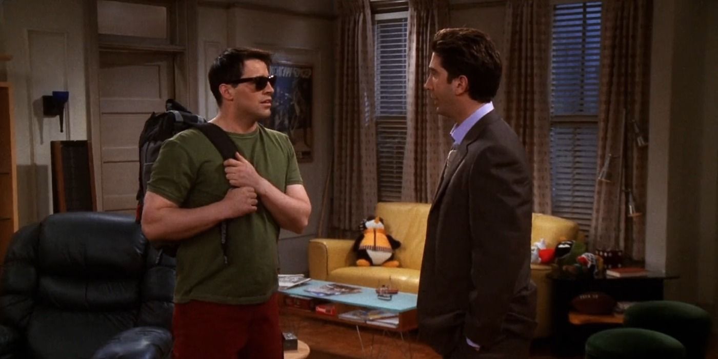 Joey talking to Ross in his apartment in Friends