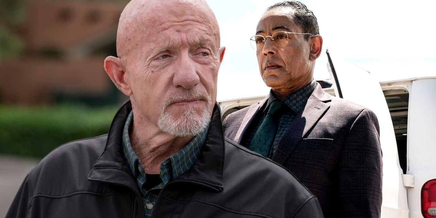 Jonathan Banks as Mike in Breaking Bad and Giancarlo Esposito as Gus in Better Call Saul