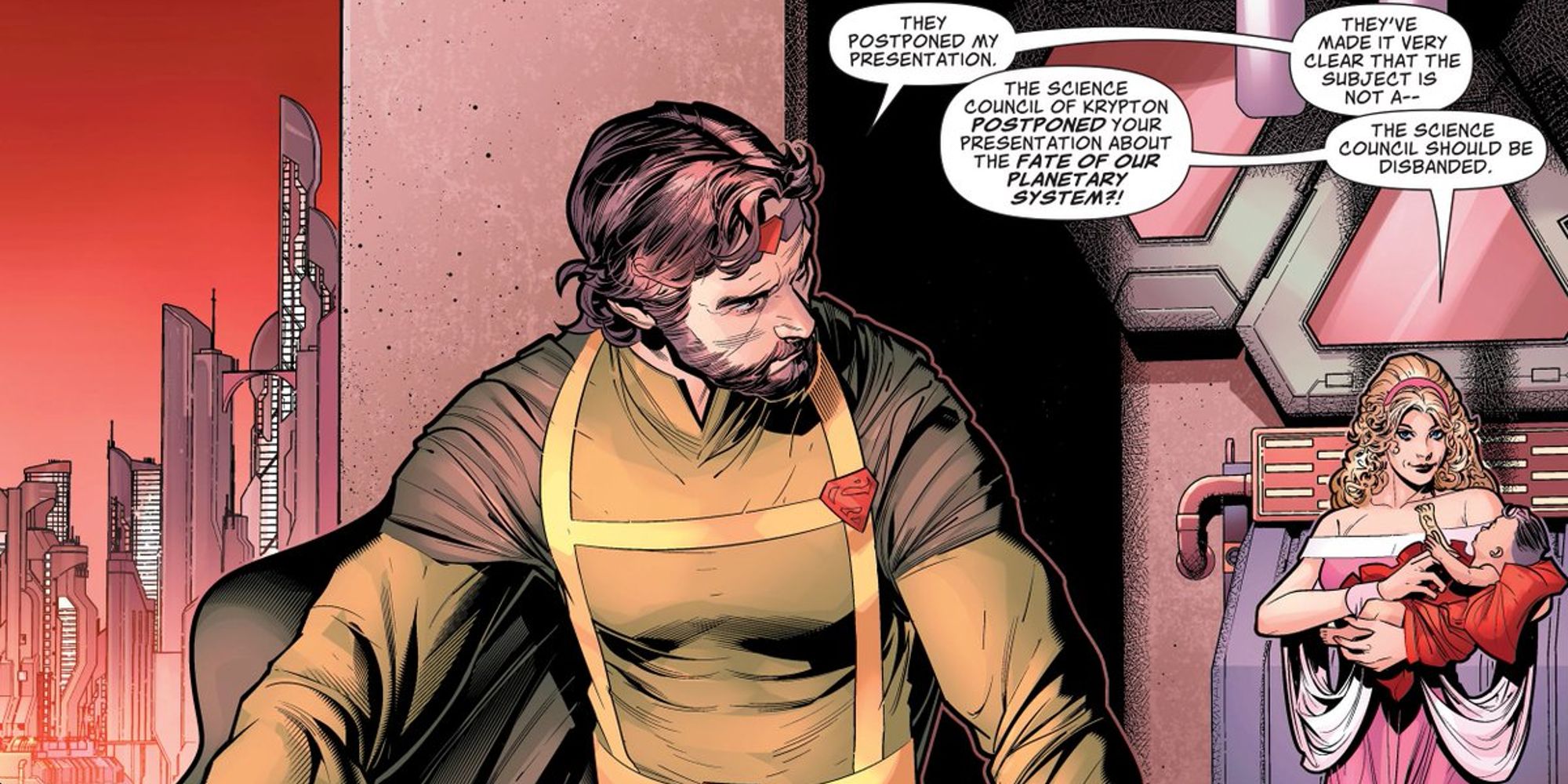 Jor-El speaking with Lara Lor-Van in Superman comics